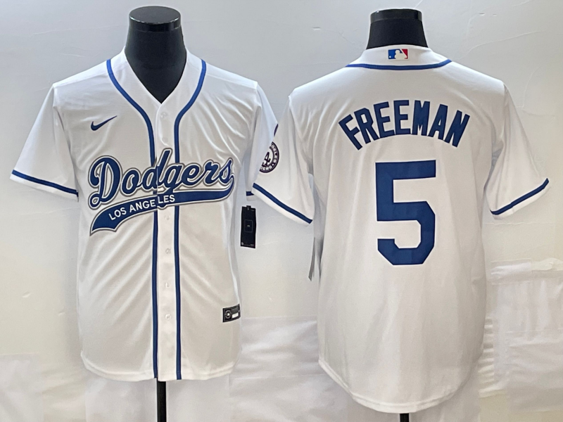 Men's Los Angeles Dodgers Freddie Freeman #5 White Jersey Joint Edition